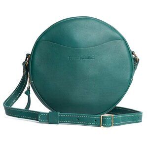Portland Leather Large Circle Crossbody Bag and Passport Holder in Peacock
